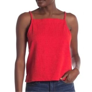 Madewell Texture & Thread Red Smocked Textured Red Apron Tank Top Size M